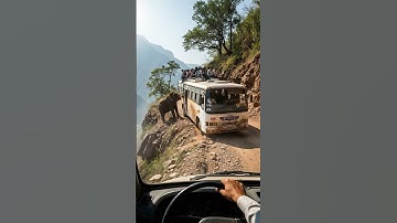 SHOCKING: Wild Elephant Attacks Tourist Bus on Cliff Road | AI-Generated