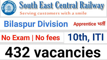 SECR BILASPUR division Apprentice recruitment 2021 | Indian Railway vacancy | latest notification |