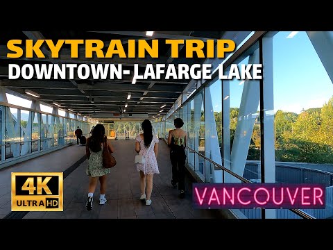 🇨🇦[4K] WALK - SKYTRAIN TRIP,  VANCOUVER - LAFARGE LAKE (COQUITLAM). BC, Canada. July 2021