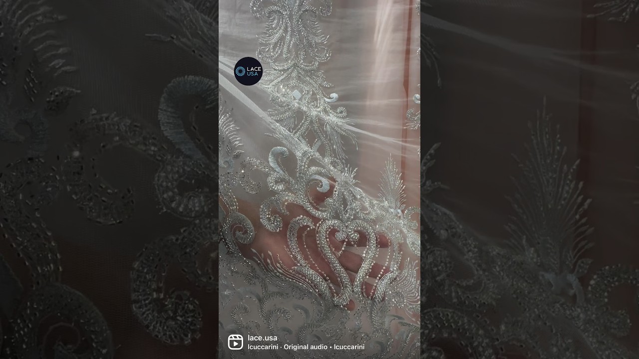 Beaded Lace Fabric Embroidered With Fuzzy Thread 49” Wide GD-12265, Available in Four Colors.