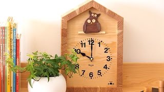 KICORI キコリ 時計 信州カラ松 置掛け時計 フクロウ時計 KICORI 枝のフクロウ時計 k602 木の時計 プレゼント キコリ 木製