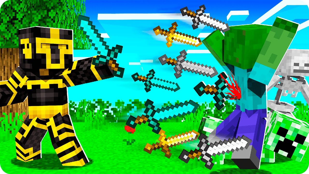 ¡¡MINECRAFT PERO PUEDO LANZAR ESPADAS A LOS MOBS!! 😱🔪