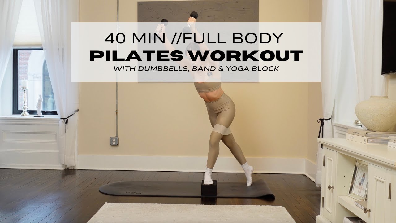 40 MIN FULL BODY PILATES AT HOME WORKOUT | WITH DUMBBELLS, BAND & BLOCK | full body home workout