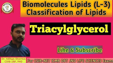 Classification of Lipids| Triacylglycerol| By Dr. Aditya Sharma for CSIR-NET ICMR DBT JNU EXAMS