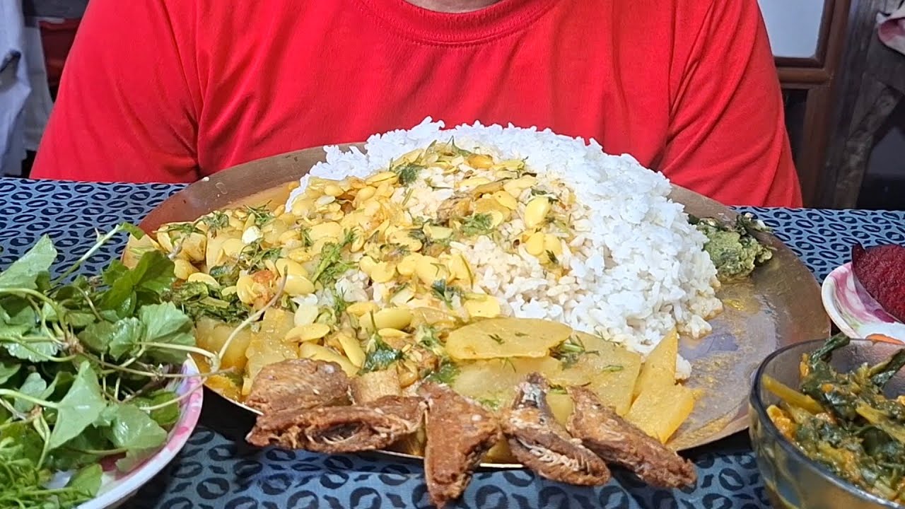 Dry fish fry, mix sabji, shak and salad