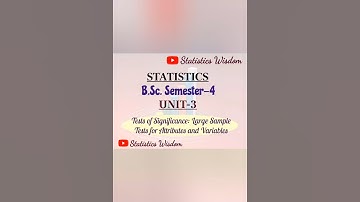 B.Sc. Semester-4| Unit-3 NOTES| Full Video With Notes on Channel #statisticsnotes