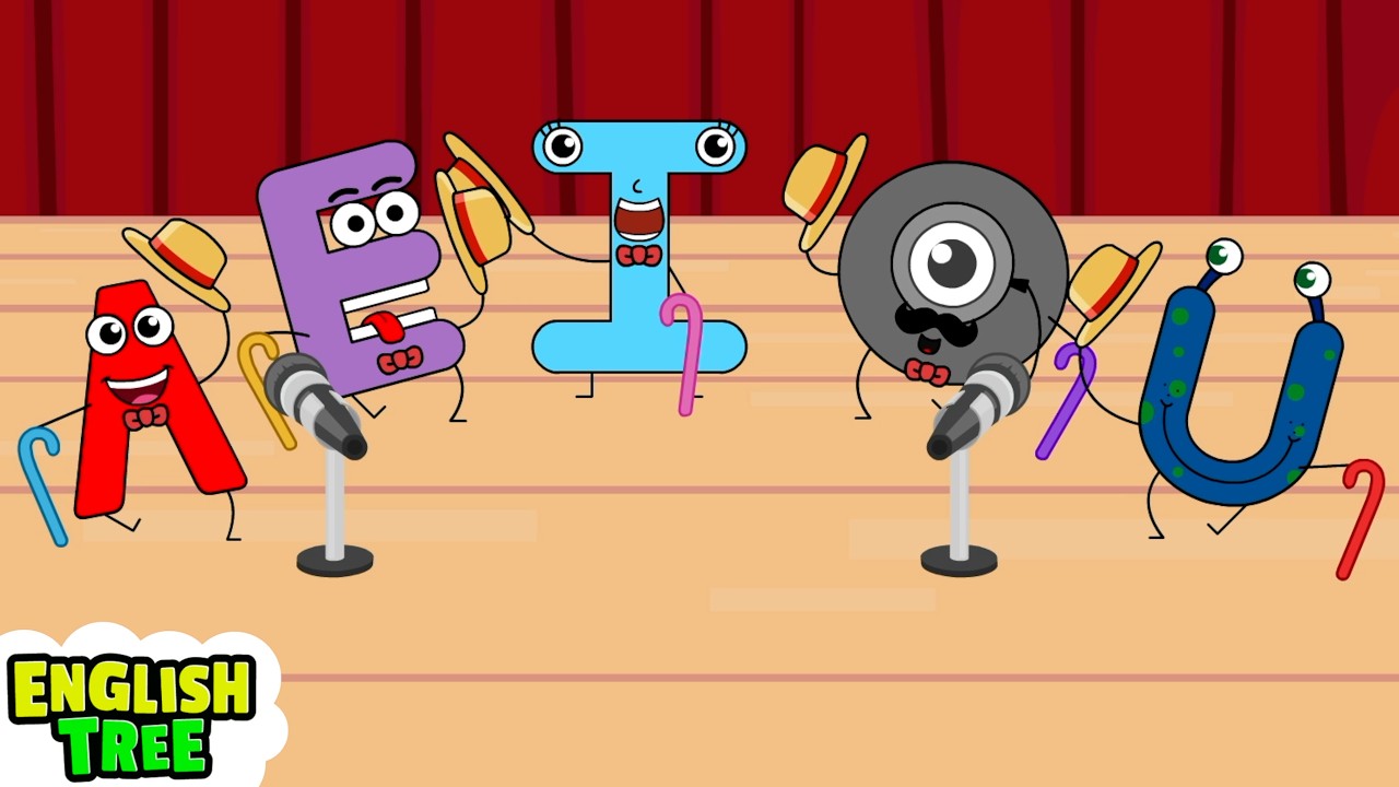 The Vowels Song +More Learning Songs for Kids | English Tree