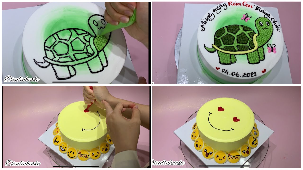 Làm bánh kem vẽ RÙA CON | make cake a turtle cute, cake icon smile ...