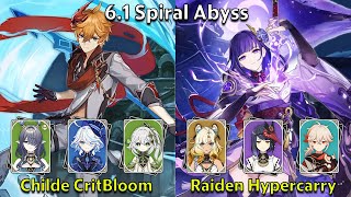 C0 Childe CritBloom & C2 Raiden Hypercarry - Genshin Impact 6.1 Spiral Abyss Full Clear