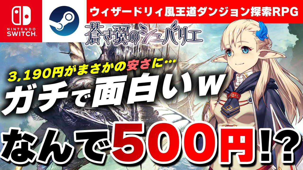 N*o様 オークション　蒼き翼のシュバリエ Switch版　　希少 なぜか激安で販売されているダンジョン探索RPG『蒼き翼のシュバリエ