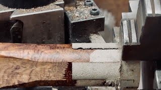 Flute making: Ep1 Gift - Blowing up a blank of Brazilian Rosewood Burl on the Lathe!! (nightmare!!)
