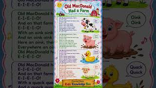 🐄 Old MacDonald Had a Farm 🐷 | Fun Nursery Rhyme for Kids 🎵#kidsknowledgebox#nurseryrhymes#shorts