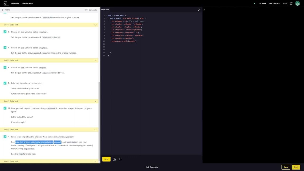 Math Magic Java Project   Codecademy Java