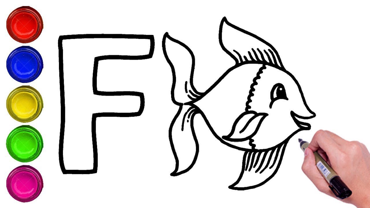 How to Draw Alphabets / Fish Drawing for Kids / Learn Alphabets / Easy ...