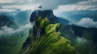 Dramatic Mountain Peak Above Clouds 4K screenshot 4