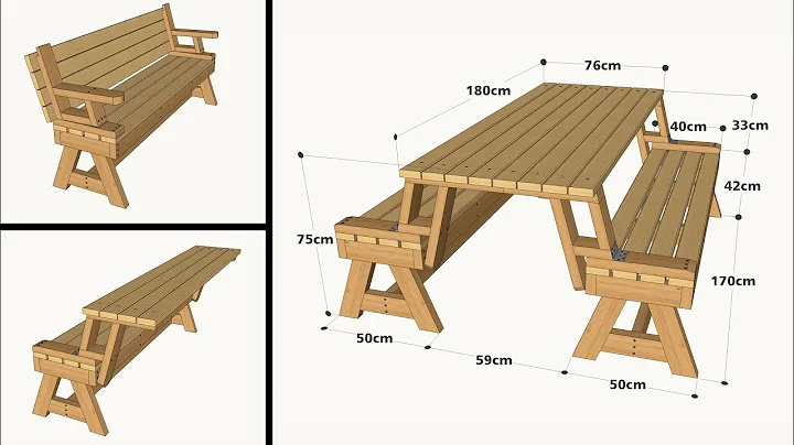 HOW TO MAKE A FOLDING PICNIC TABLE BENCH STEP BY STEP