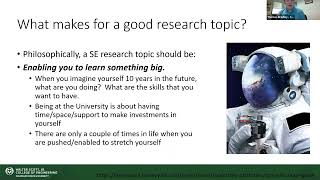 Spring 2022 Systems Engineering Friday Talks | Choosing a Research Topic Profile