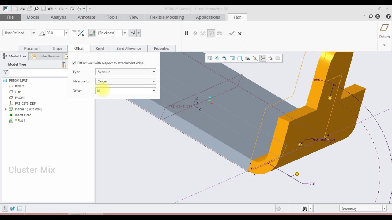 FLAT WALL IN CREO SHEETMETAL || CREO SHEETMETAL TUTORIALS