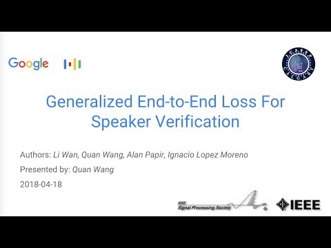 [ICASSP 2018] Google's D-Vector System: Generalized End-to-End Loss for Speaker Verification