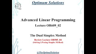The Dual Simplex Method with Solved Example