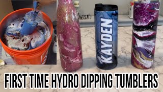 First Time Hydro Dipping Tumblers |Glitter Peek a Boo, Marble, & Camo Effect!