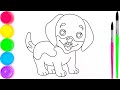 Dog Coloring Page for Kids | Fun Pet Animal Coloring Video with Easy Drawing and Cute Art