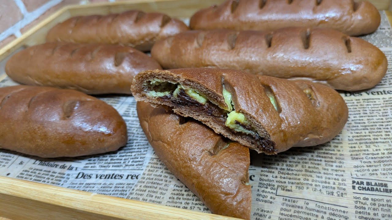 練乳クリームとチョコの美味しいパンを作ってみたよ！【パン作り