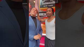 Petting The Rock's Head In Times Square + Real Muscle Control Flex 🤫🔥 #Shorts