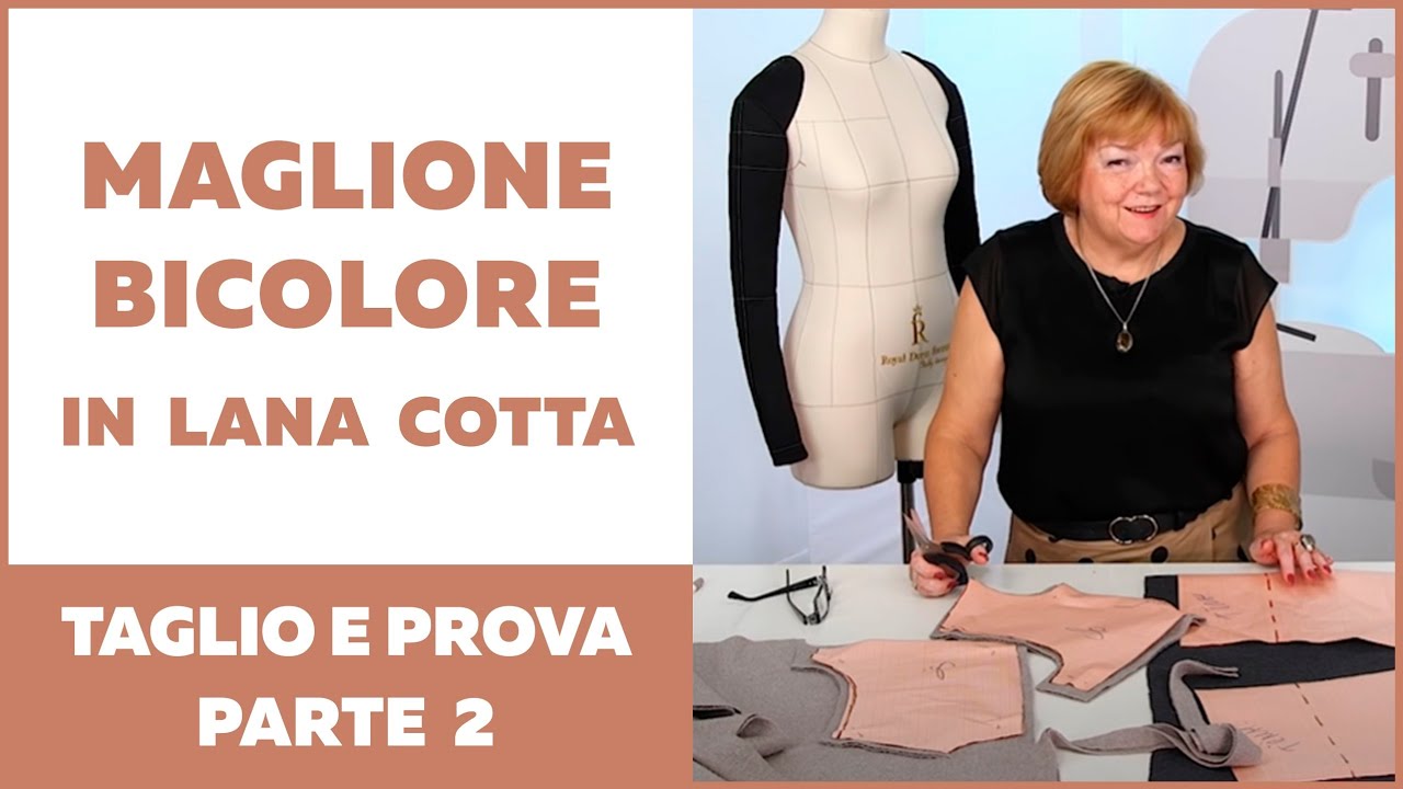 Maglione bicolore in loden (lana cotta). Taglio e prova. Parte 2