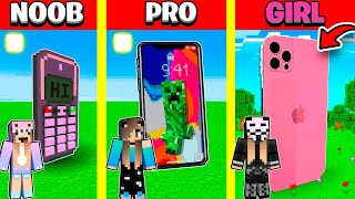 Minecraft Battle: IPHONE 14 PRO MAX CRASH TEST BUILD CHALLENGE - NOOB vs PRO vs GIRL / Animation