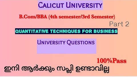 University Questions Quantitative Techniques For Business B.Com/BBA