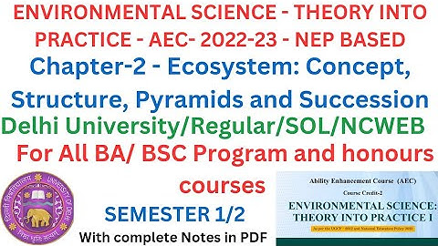 Environmental Science-Theory into practice- SEM 1/2 - DU/SOL/NCWEB/ REGULAR- AEC Chapter 2 Explained