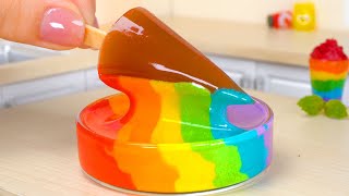rainbow chocolate ice cream satisfying miniature rainbow chocolate ice cream making tiny cakes