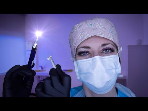 ASMR Ear Exam & Microsuction Grommet Removal Surgery  - Otoscope, Gloves, Amazing Ear to Ear Sounds