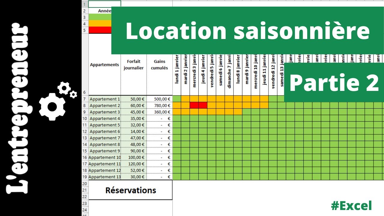 #2 Gérer ses locations saisonnières sur EXCEL