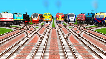10 Express Trains Crossing On Risky Branched Railroad Tracks | BeamNG Drive | train simulator game 
