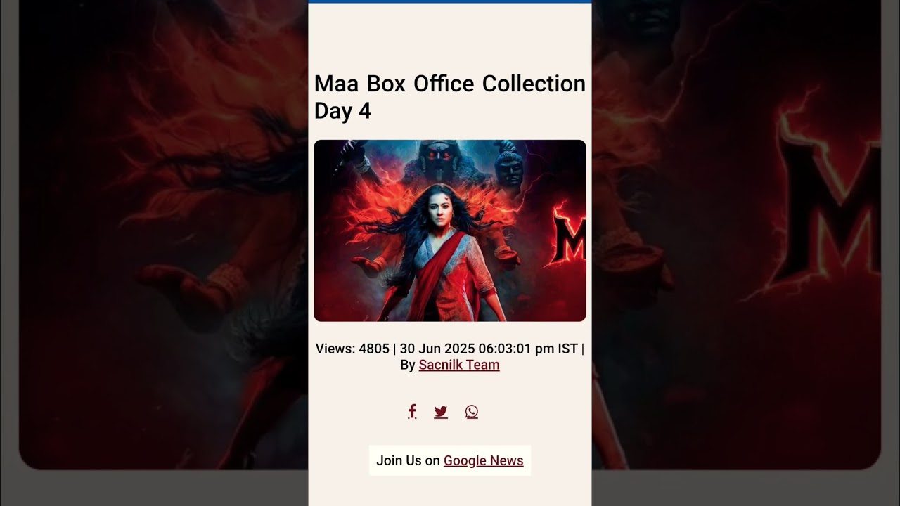 maa movie Box office collection day 4 
