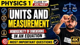 Units & Measurement 🔥 Important QuestionsHomogeneity of Dimensions | Class 11 Physics