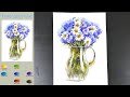 Still Life Watercolor - Flower Glass Vase (sketch & color name, watercolor material) NAMIL ART