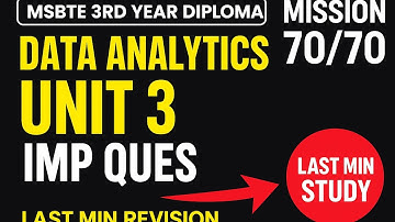 Data Analytics-315336- Unit 3 Exam Question #kscheme #msbte #dataanalytics #diploma #kscheme #exam 