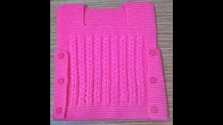 Kolay Tek Parça Dikişsiz Bebek Yeleği Yalancı Saç Örgü Modeli