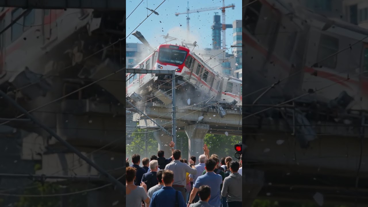 Elevated Metro Train Derails Catastrophically VFX | CDVFX00014 