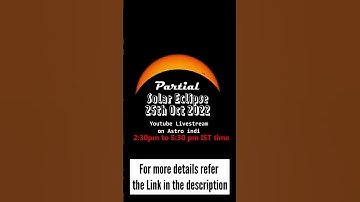 25th October 2022 Partial Solar Eclipse YouTube Livestream