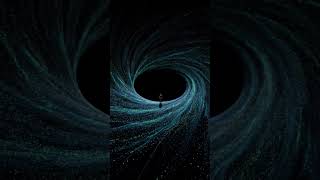 The teal and blue dots flow in continuous concentric rings around the black oval void, rotating cloc