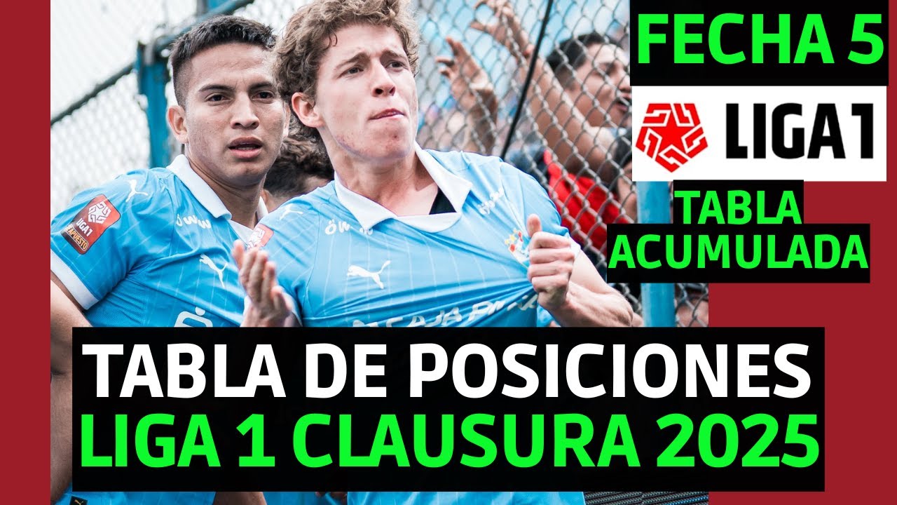 TABLA DE POSICIONES LIGA 1 PERUANA 2025 CLAUSURA FECHA 5 Y TABLA ...