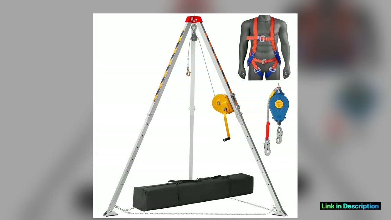 SucceBuy 18002600 lbs Confined Space Tripod Kit Winch Confined Space Rescue Tripod Fall Protection