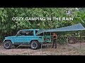 COZY car camping in my 70 series Toyota Land Cruiser [ASMR RELAXING CAR CAMPING in RAIN , 캠핑]