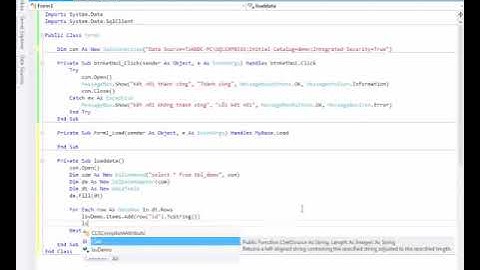 Thêm, Xóa, Sửa dữ liệu SQL Server trong VB Net đơn giản
