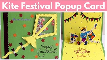 Handmade Makar Sankranti Card/ DIY Kite Festival Popup Card/ How to make Shaker Card