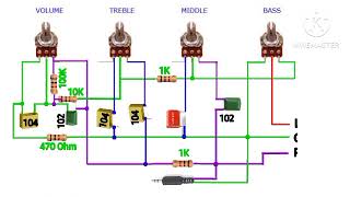 How To Make Bass, Treble, Middle, Volume Audio Tone Music Controller Circuit Diagram